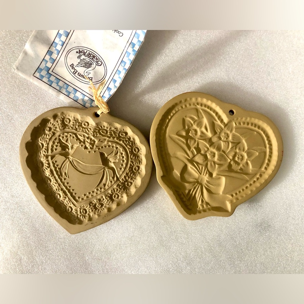 Brown Bag Cookie Art short bread molds,  heart shaped 1985 & 1990 Hill Design